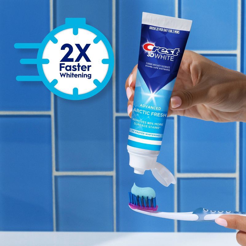 slide 7 of 10, Crest 3D White Advanced Teeth Whitening Toothpaste, Arctic Fresh - 3.3oz/2pk, 3.3 oz, 2 ct