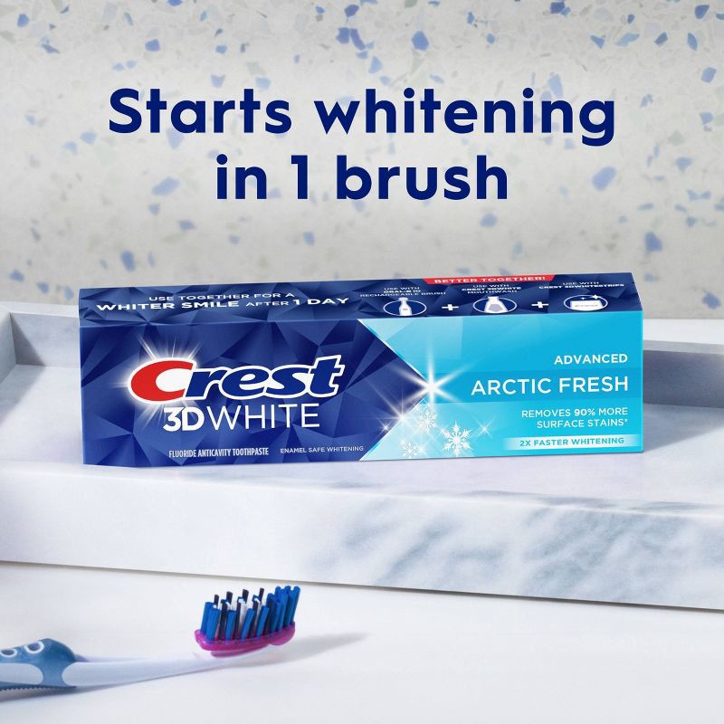 slide 7 of 10, Crest 3D White Advanced Teeth Whitening Toothpaste - Arctic Fresh - 3.3oz/2pk, 3.3 oz, 2 ct