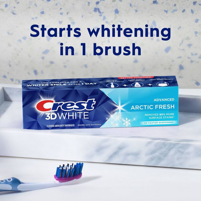 slide 8 of 10, Crest 3D White Advanced Teeth Whitening Toothpaste, Arctic Fresh - 3.3oz/2pk, 3.3 oz, 2 ct