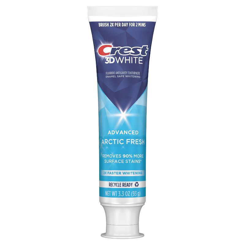 slide 9 of 10, Crest 3D White Advanced Teeth Whitening Toothpaste - Arctic Fresh - 3.3oz/2pk, 3.3 oz, 2 ct