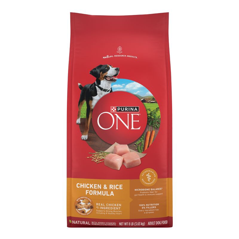 slide 1 of 8, Purina ONE SmartBlend Natural Dry Dog Food with Chicken & Rice - 8lbs, 8 lb