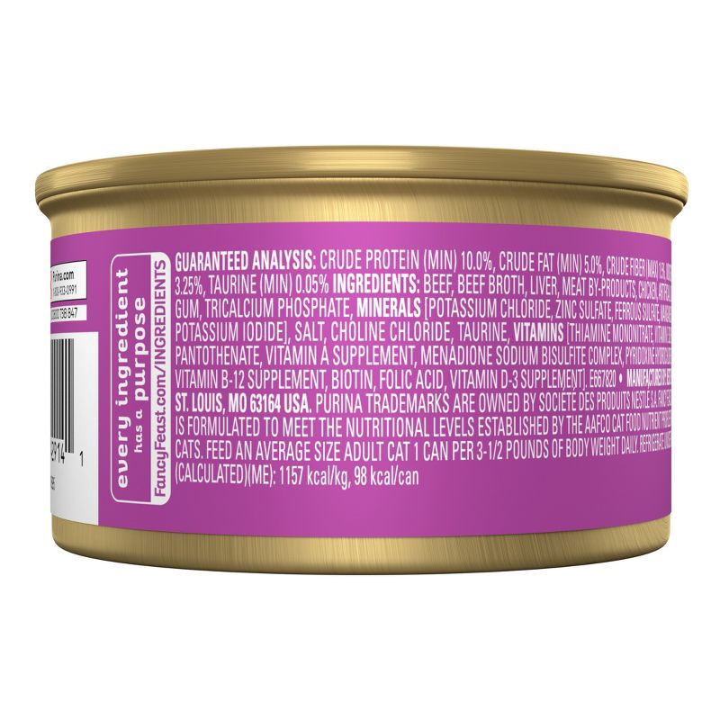 slide 2 of 9, Purina Fancy Feast Classic Paté Gourmet Wet Cat Food Tender Beef & Liver Feast - 3oz, 3 oz