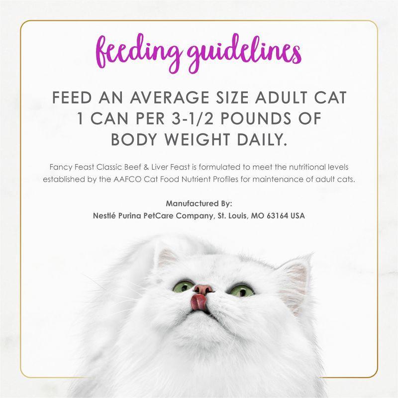 slide 8 of 9, Purina Fancy Feast Classic Paté Gourmet Wet Cat Food Tender Beef & Liver Feast - 3oz, 3 oz