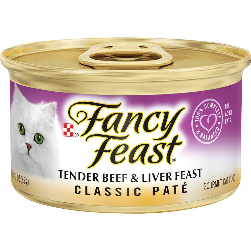 slide 1 of 4, Purina Fancy Feast Classic Paté Gourmet Wet Cat Food Tender Beef & Liver Feast - 3oz, 3 oz