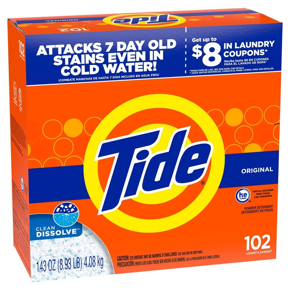 slide 2 of 4, Tide Turbo High Efficiency Powder Laundry Detergent - Original - 143oz, 143 oz