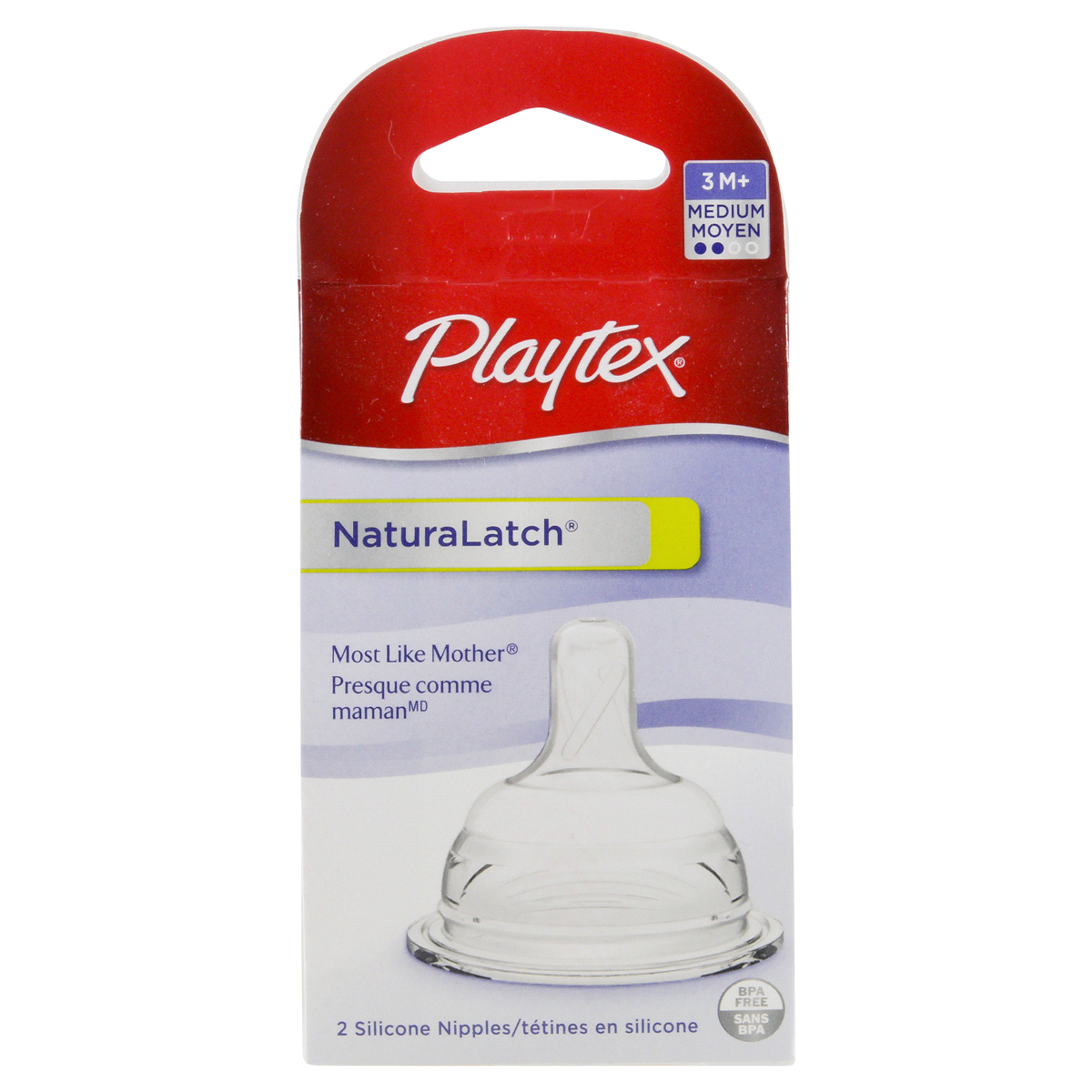 slide 3 of 5, Playtex Baby Naturalatch Medium Silicone Nipples 3m, 2 ct