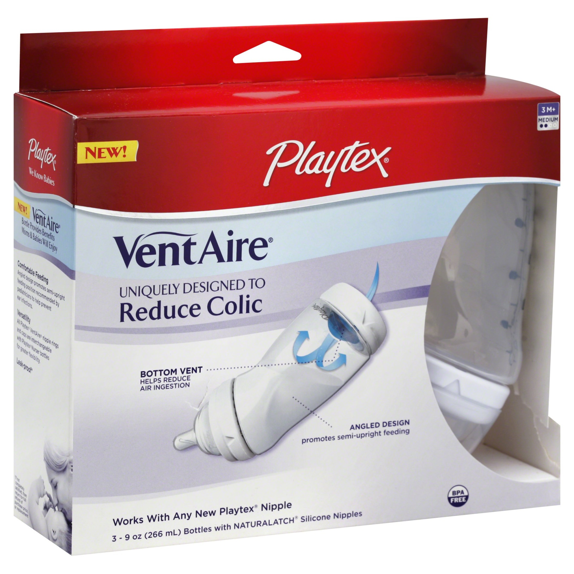 slide 1 of 7, Playtex Baby VentAire Complete Tummy Comfort Baby Bottle, 3 ct