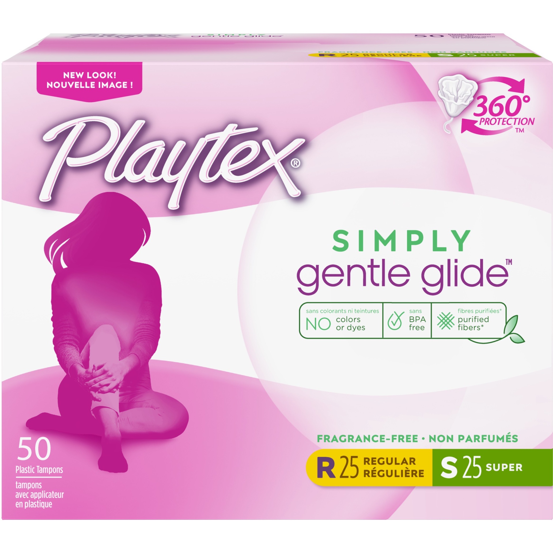 slide 1 of 5, Playtex Gentle Glide Plastic Unscented Multipack Tampons, 50 ct