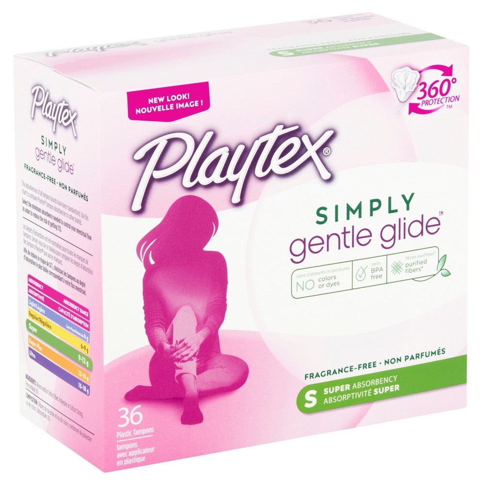 slide 2 of 2, Playtex Gentle Glide Unscented Super, 36 ct