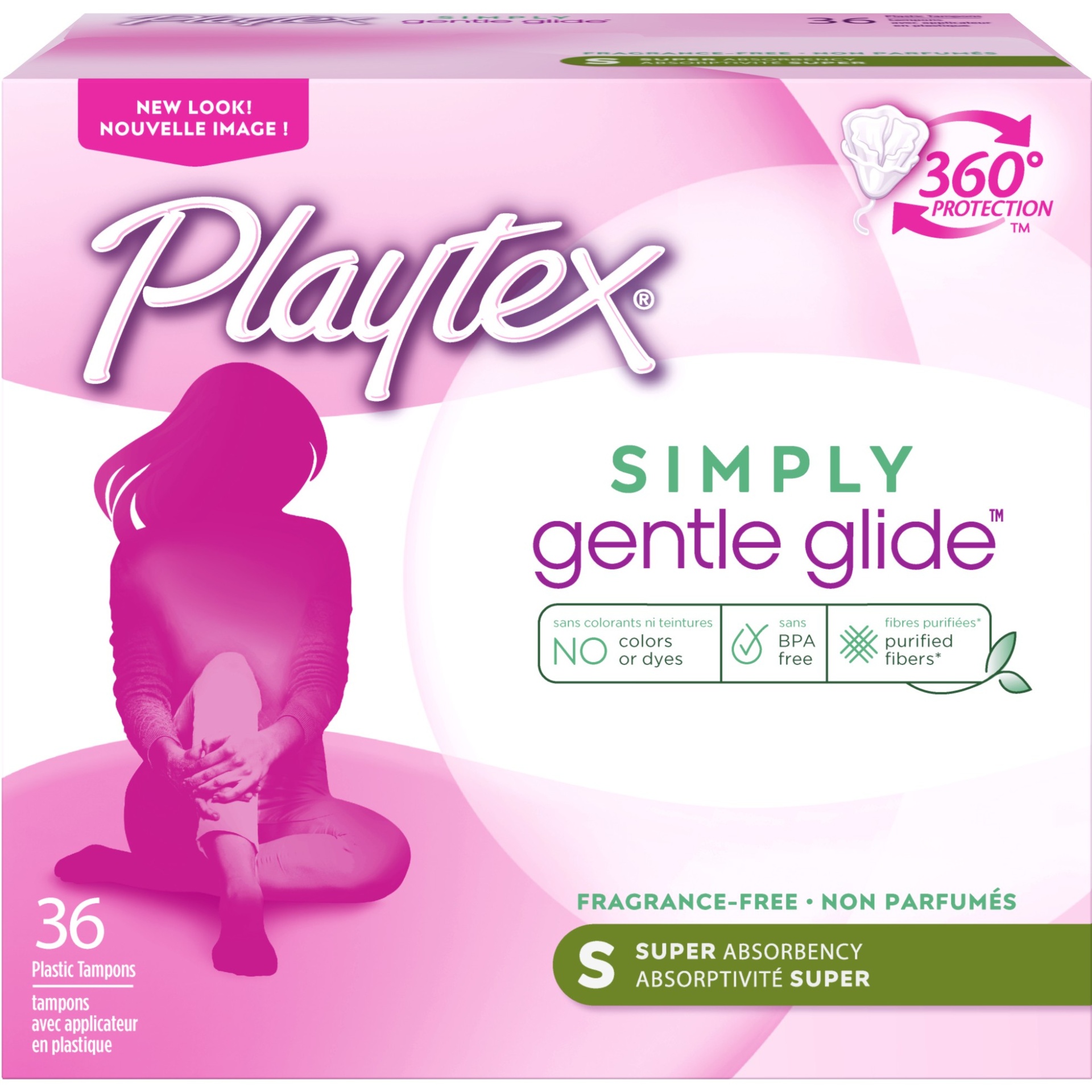 slide 1 of 2, Playtex Gentle Glide Unscented Super, 36 ct