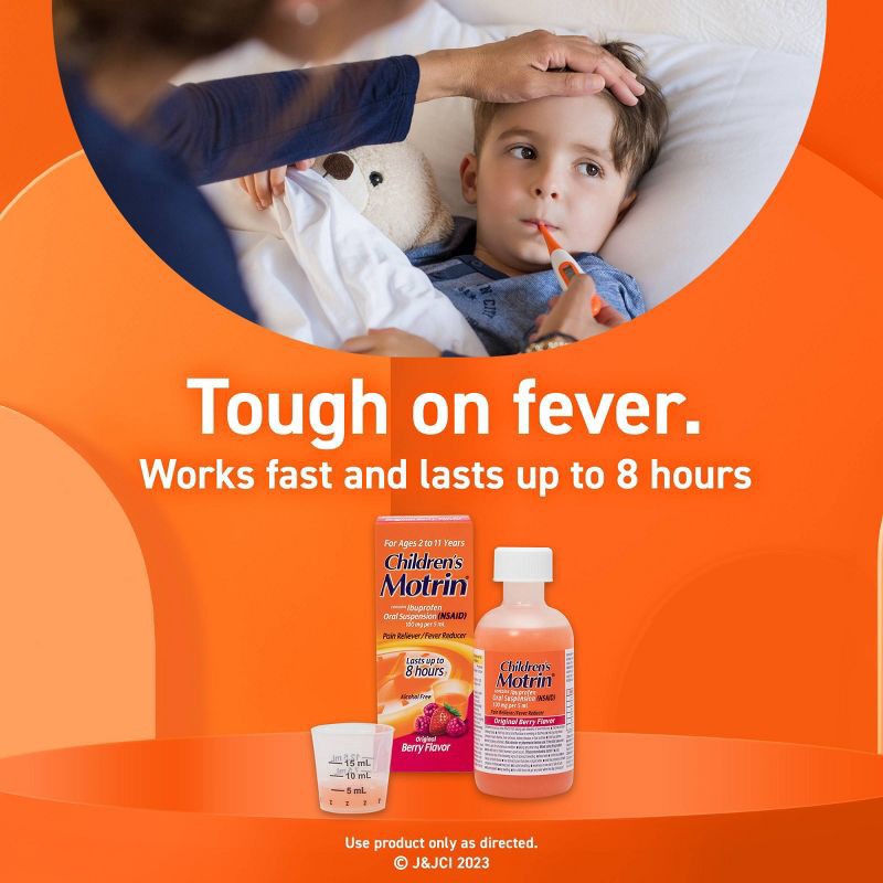 slide 5 of 6, Children's Motrin Pain Reliever/Fever Reducer Liquid - Ibuprofen (NSAID) - Berry - 4 fl oz, 4 fl oz