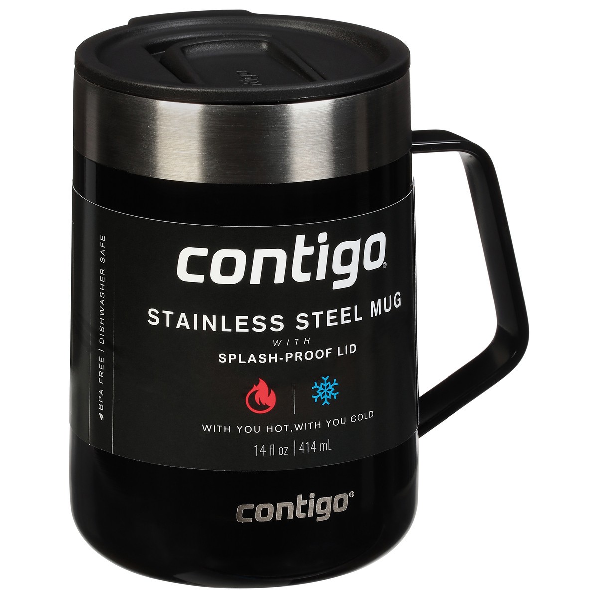 slide 2 of 9, Contigo Stainless Steel Vacuum-Insulated Mug with Handle and Splash-Proof Lid, Licorice, 1 ct