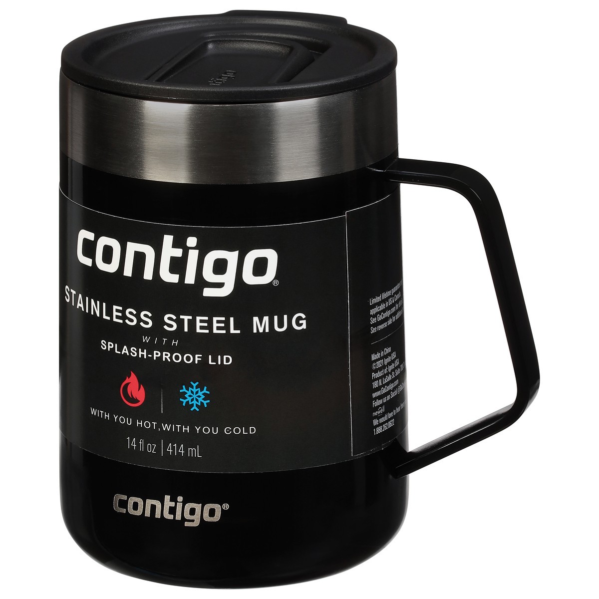 slide 4 of 9, Contigo Stainless Steel Vacuum-Insulated Mug with Handle and Splash-Proof Lid, Licorice, 1 ct