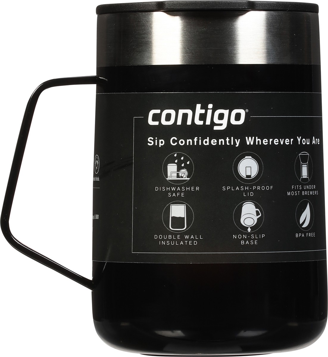 slide 6 of 9, Contigo Stainless Steel Vacuum-Insulated Mug with Handle and Splash-Proof Lid, Licorice, 1 ct