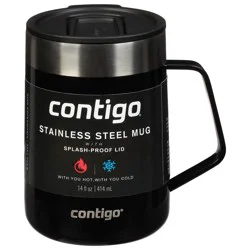 Contigo Stainless Steel Vacuum-Insulated Mug with Handle and Splash-Proof Lid, Licorice