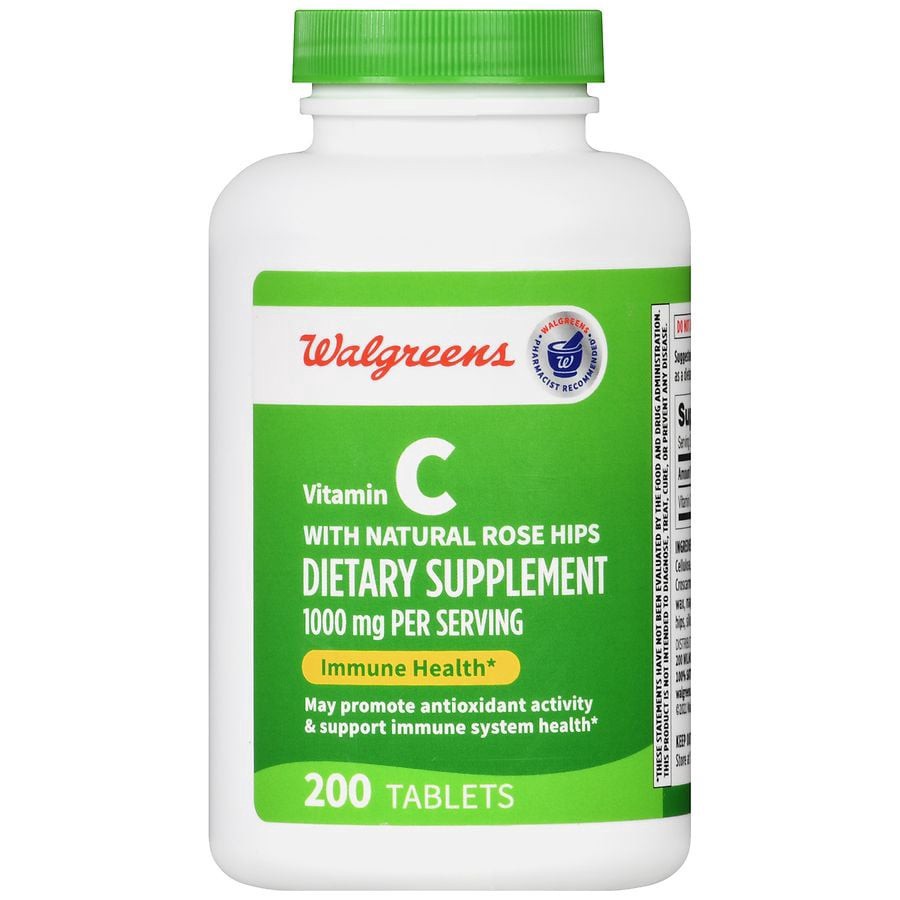 slide 2 of 5, Walgreens Vitamin C with Natural Rose Hips 1000 mg, 200 ct