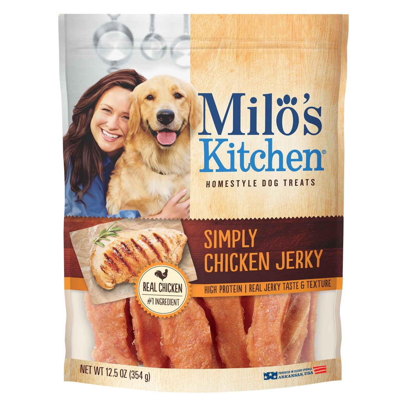 slide 1 of 4, Milo's Kitchen Premium Chicken Jerky Treat, 12.5 oz