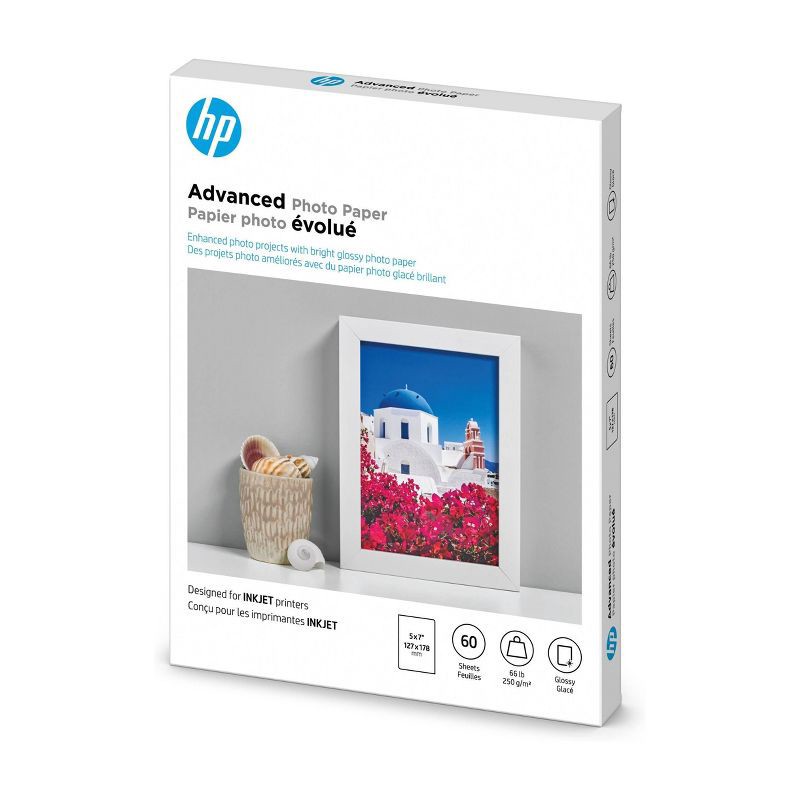 slide 2 of 4, HP Inc. HP 5x7 60ct Advanced Photo Glossy Printer Paper - White (Q8690A), 60 ct