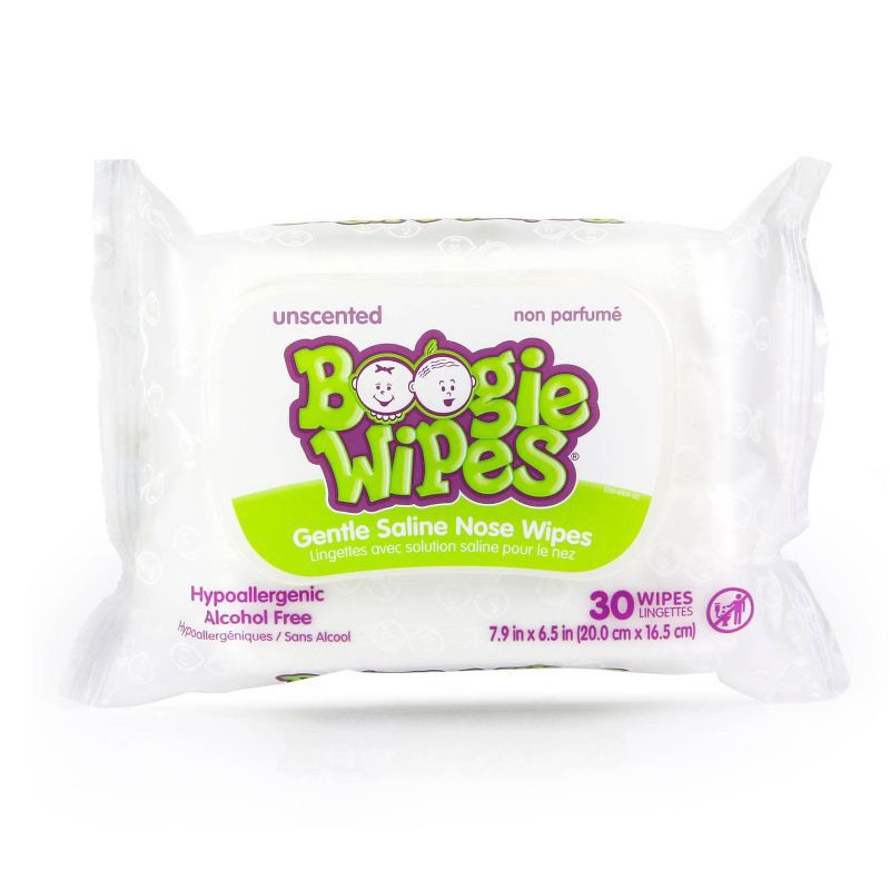 slide 1 of 7, Boogie Wipes Saline Nose Wipes Unscented - 30ct, 30 ct