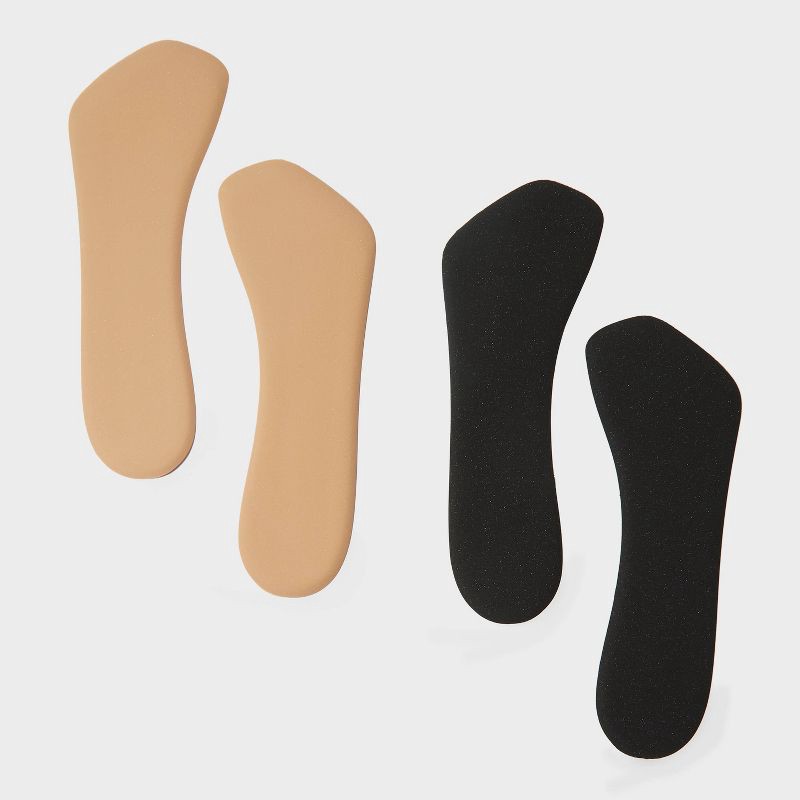 slide 2 of 7, Fab Feet Women's by Foot Petals 3/4 Insoles Shoe Cushion Multipack Black/Khaki - 2 pairs: Shoe Accessories, Cushions Foot, 1 ct