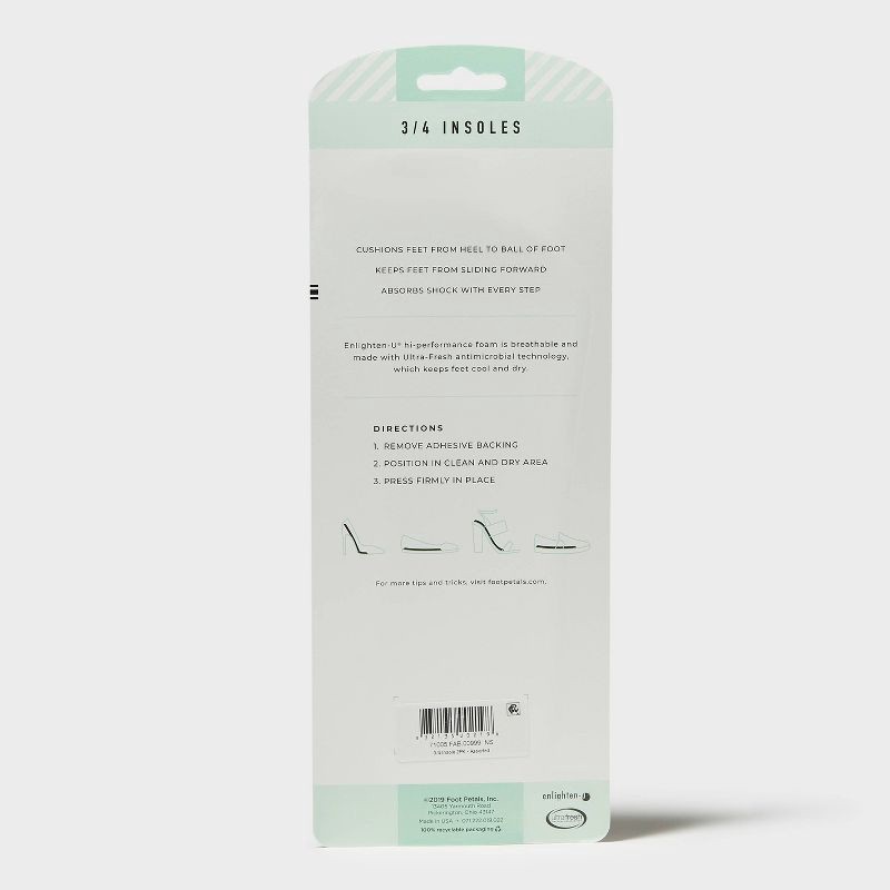 slide 7 of 7, Fab Feet Women's by Foot Petals 3/4 Insoles Shoe Cushion Multipack Black/Khaki - 2 pairs: Shoe Accessories, Cushions Foot, 1 ct