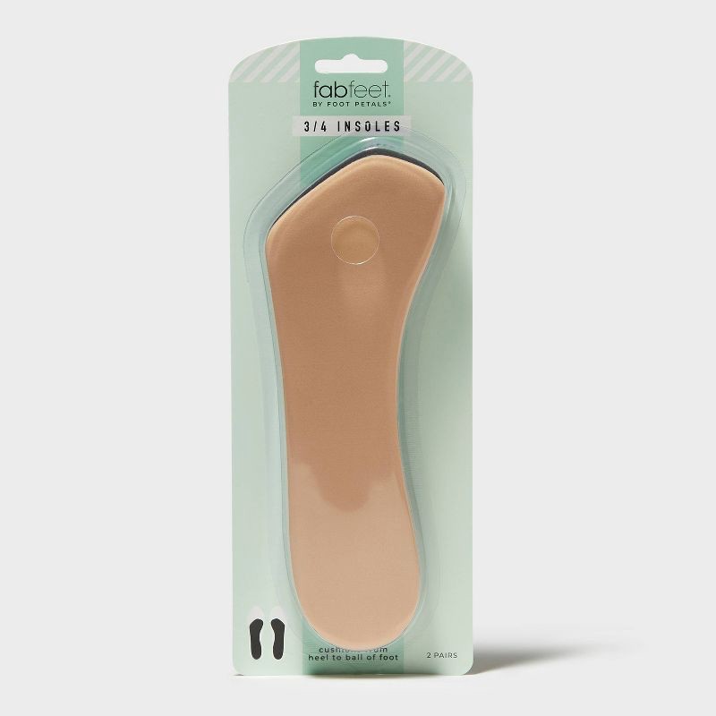slide 1 of 7, Fab Feet Women's by Foot Petals 3/4 Insoles Shoe Cushion Multipack Black/Khaki - 2 pairs: Shoe Accessories, Cushions Foot, 1 ct