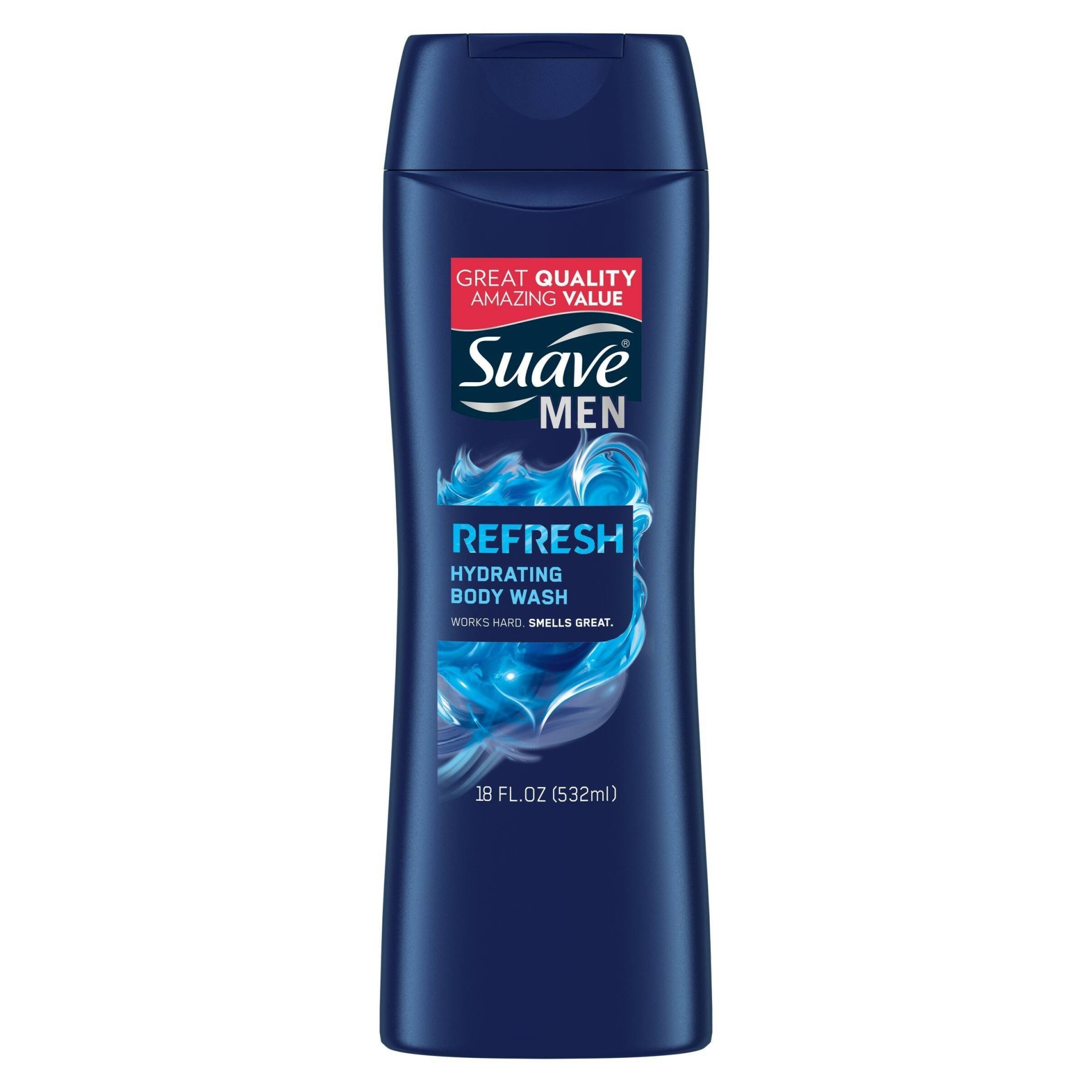 slide 1 of 5, Suave Men Refresh Hydrating Body Wash Soap for All Skin Types, 18 fl oz