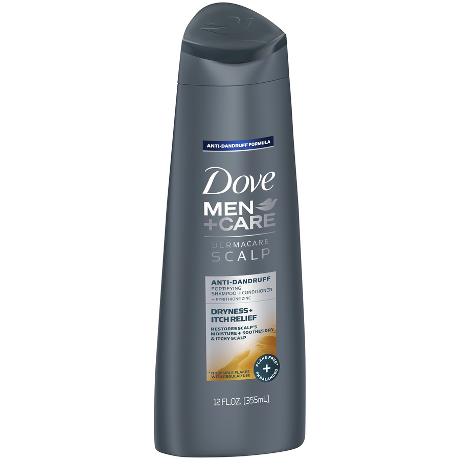 slide 2 of 3, Dove Men + Care 2-in-1 Itch Relief Shampoo And Conditioner, 12 fl oz