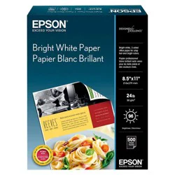 Epson Bright White Printer Paper - S041586: 500 Sheets, Letter Size, 24 lb, 96 Brightness