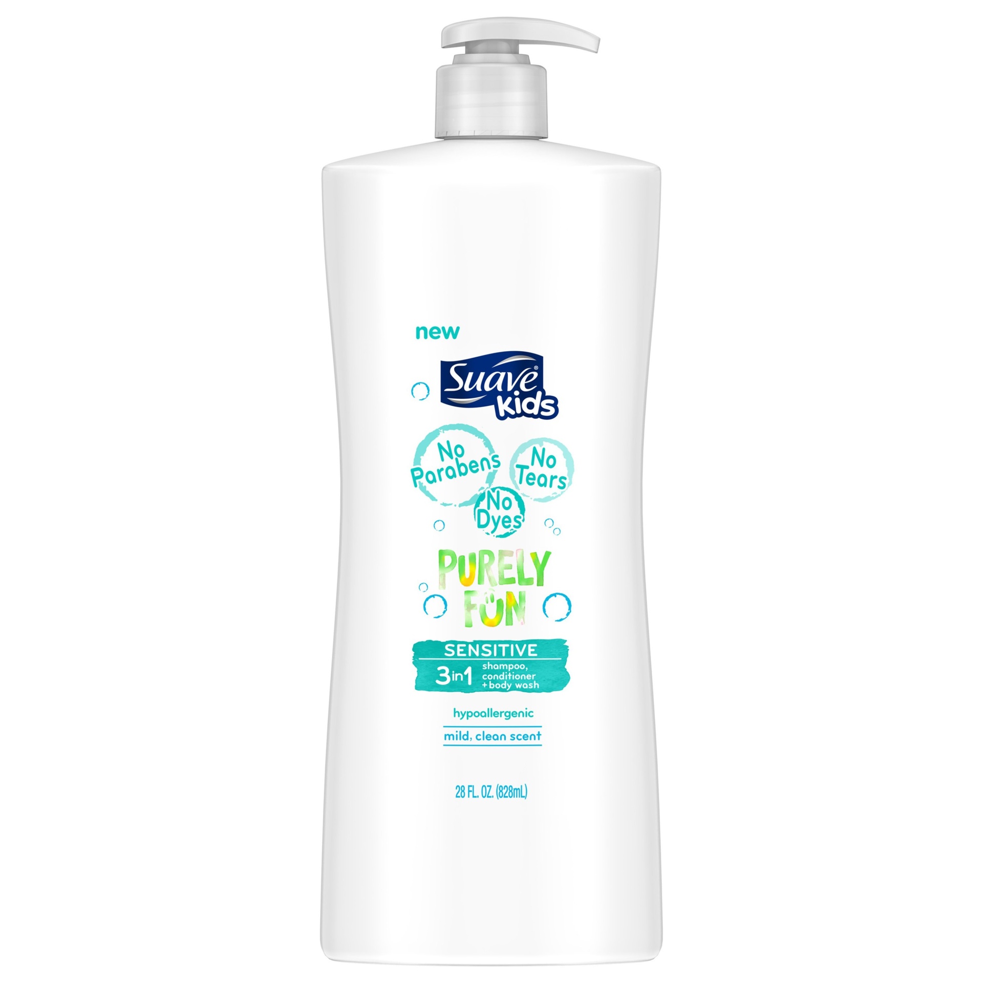 slide 1 of 5, Suave Kids Purely Fun Sensitive 3-in-1 Shampoo + Conditioner + Body Wash - 28 fl oz, 28 fl oz