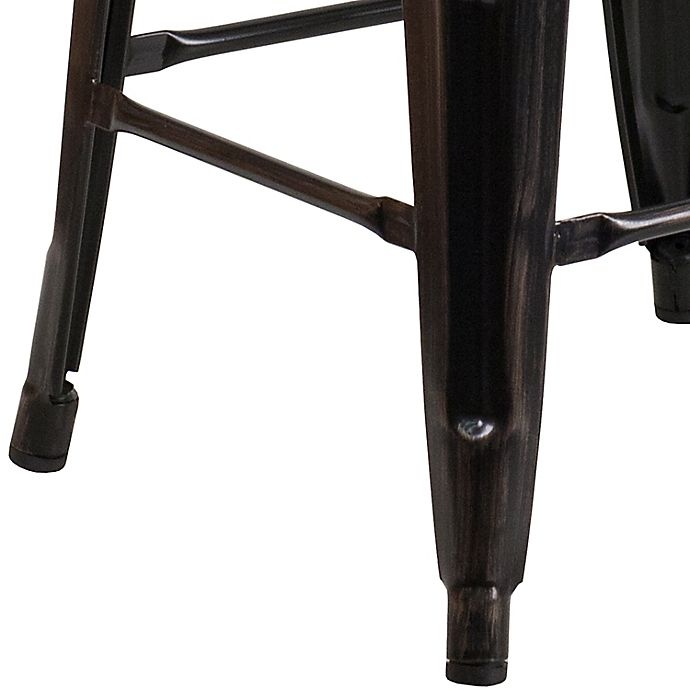 slide 4 of 8, Flash Furniture Backless Square Metal Bar Stool - Black/Antique Gold, 1 ct