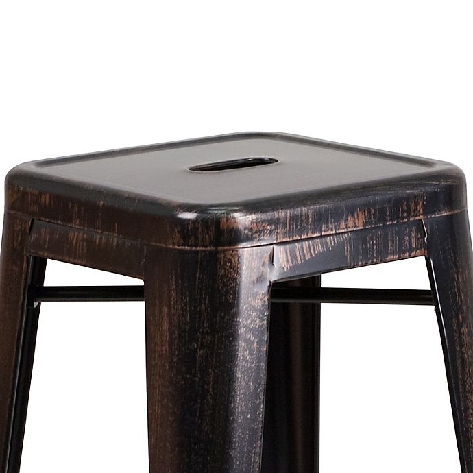 slide 5 of 8, Flash Furniture Backless Square Metal Bar Stool - Black/Antique Gold, 1 ct