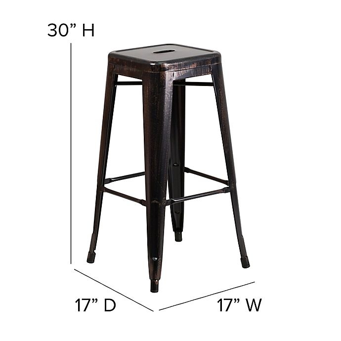 slide 7 of 8, Flash Furniture Backless Square Metal Bar Stool - Black/Antique Gold, 1 ct