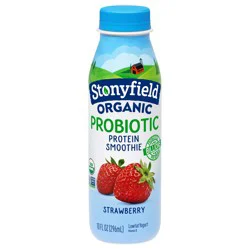 Stonyfield Organic Probiotic Strawberry Lowfat Yogurt Protein Smoothie 10 fl. oz. Bottle