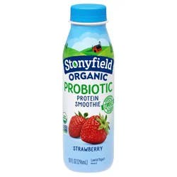 Stonyfield Organic Probiotic Strawberry Lowfat Yogurt Protein Smoothie 10 fl. oz. Bottle