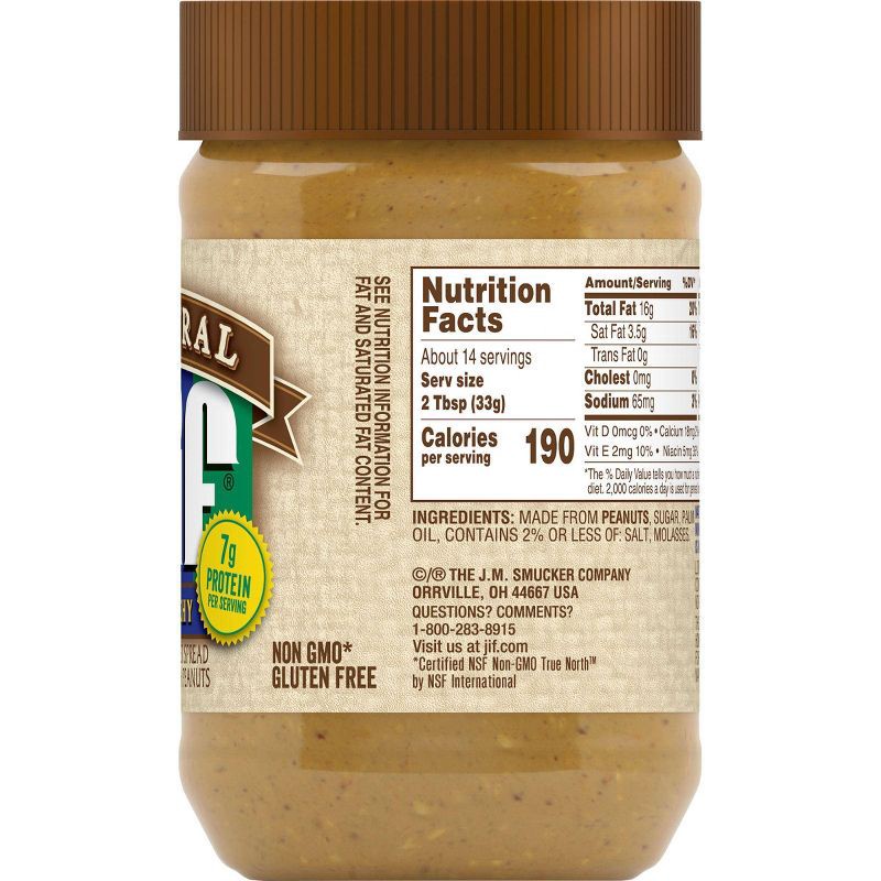 slide 6 of 6, Jif Natural Crunchy Peanut Butter Spread - 16oz, 16 oz