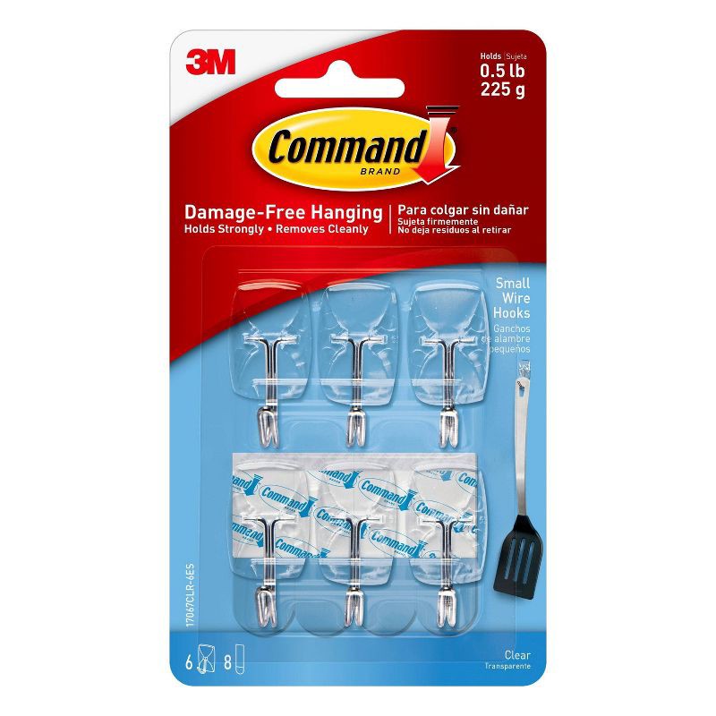 slide 1 of 12, Command Small Sized Wire Decorative Hooks Clear, 1 ct