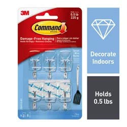 Command 6pk Clear Small Wire Hooks