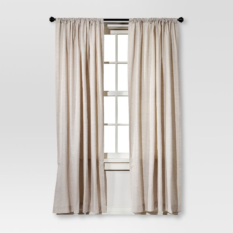 slide 1 of 2, 54"x84" Light Filtering Farrah Window Curtain Panel Cream - Threshold™: Off-White, UV Protection, Rod Pocket, 1 ct