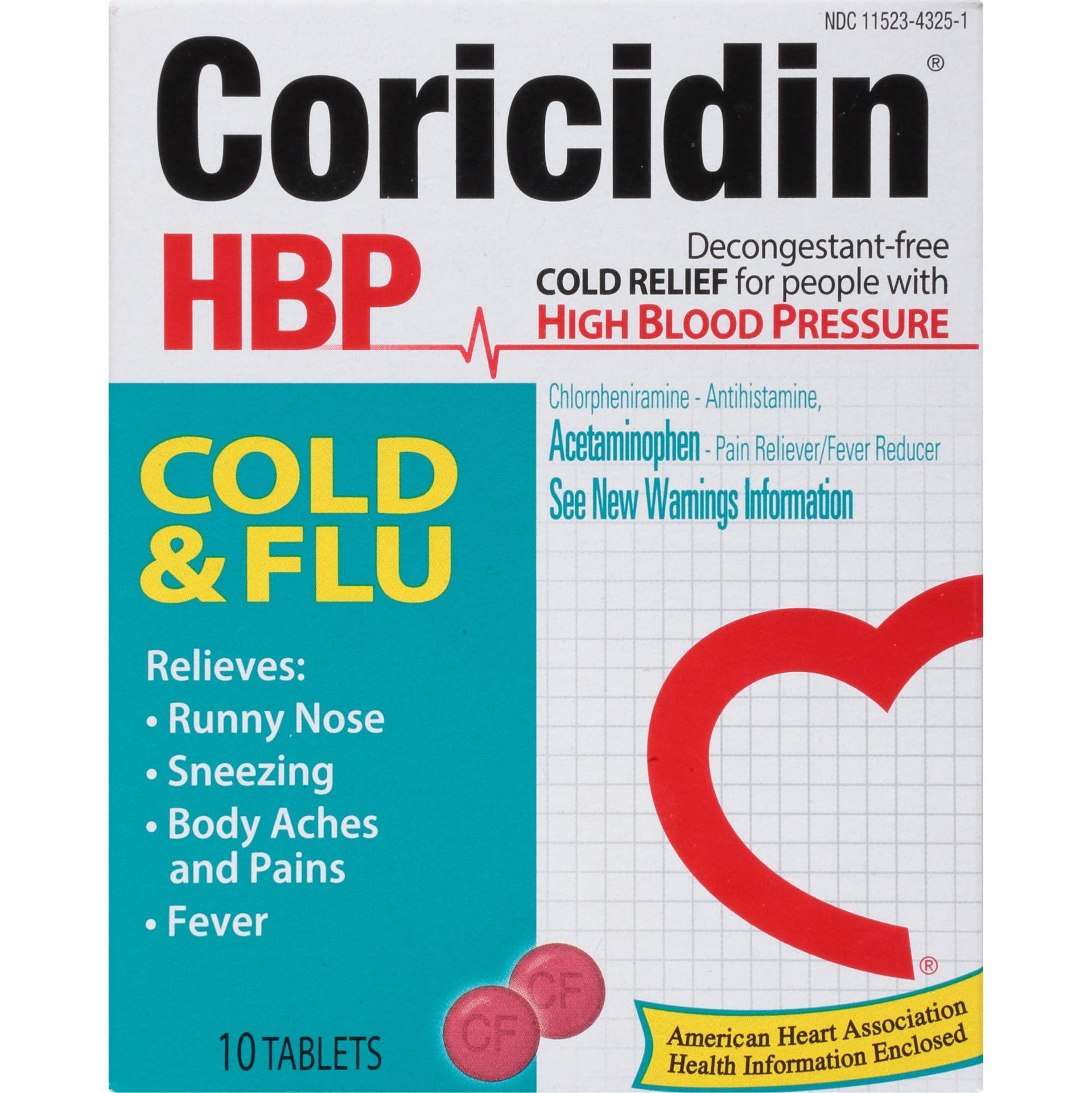 Coricidin High Blood Pressure Cold & Flu Cold Relief Tablets 10 ct Shipt