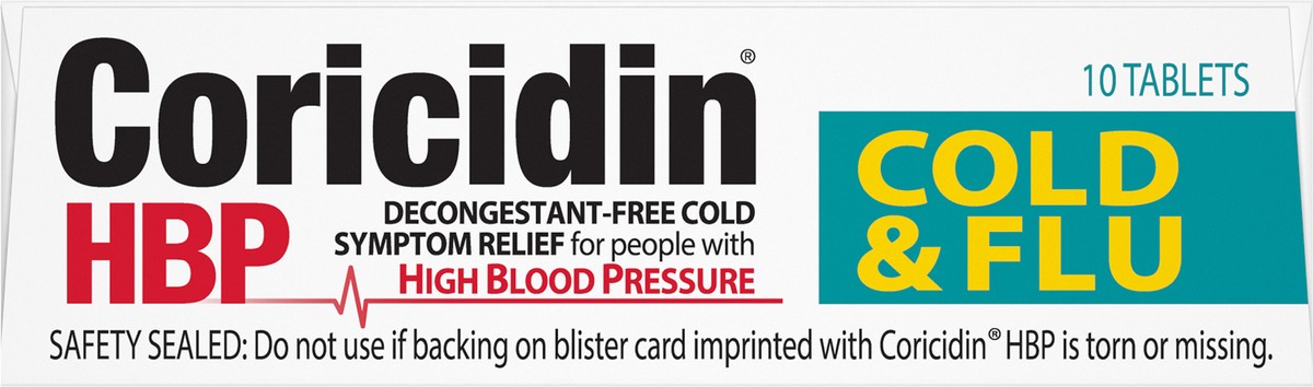 slide 4 of 8, Coricidin High Blood Pressure Cold & Flu Cold Relief Tablets, 10 ct