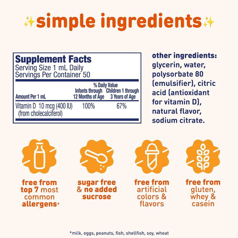 slide 3 of 11, Enfamil D-Vi-Sol Infant Vitamin D Dietary Supplement Liquid Drops - 1.69oz, 1.69 oz