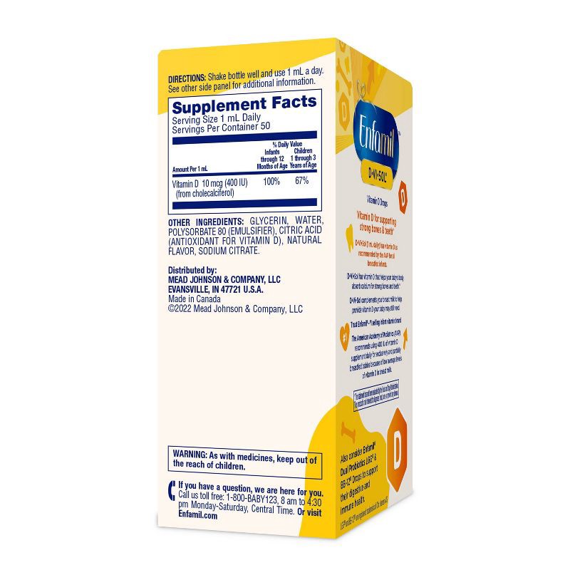 slide 11 of 11, Enfamil D-Vi-Sol Infant Vitamin D Dietary Supplement Liquid Drops - 1.69oz, 1.69 oz