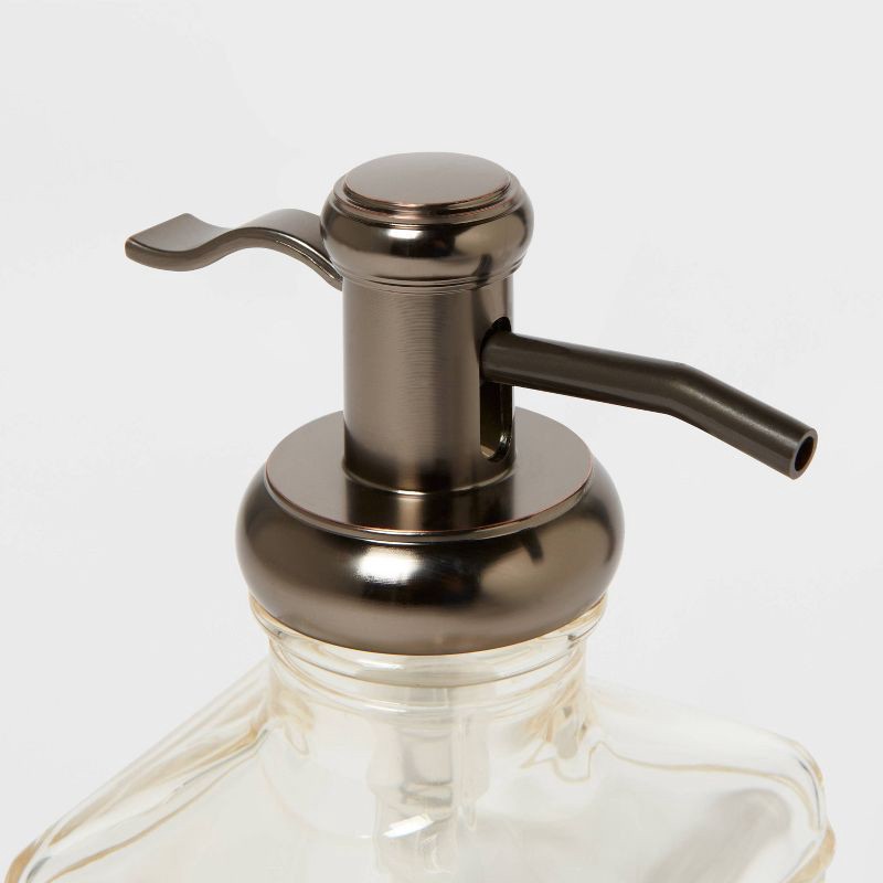 slide 4 of 4, Short Antique Glass Soap Pump Brown - Threshold™: Traditional Style, Metal & Glass, Spot Clean, 11.8oz Capacity, 11.8 oz