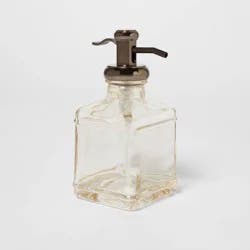 Short Antique Glass Soap Pump Brown - Threshold™: Traditional Style, Metal & Glass, Spot Clean, 11.8oz Capacity