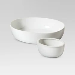 Chip & Dip Bowl Set Porcelain - Threshold™: Traditional Oblong Serving Platter, Microwave & Dishwasher-Safe