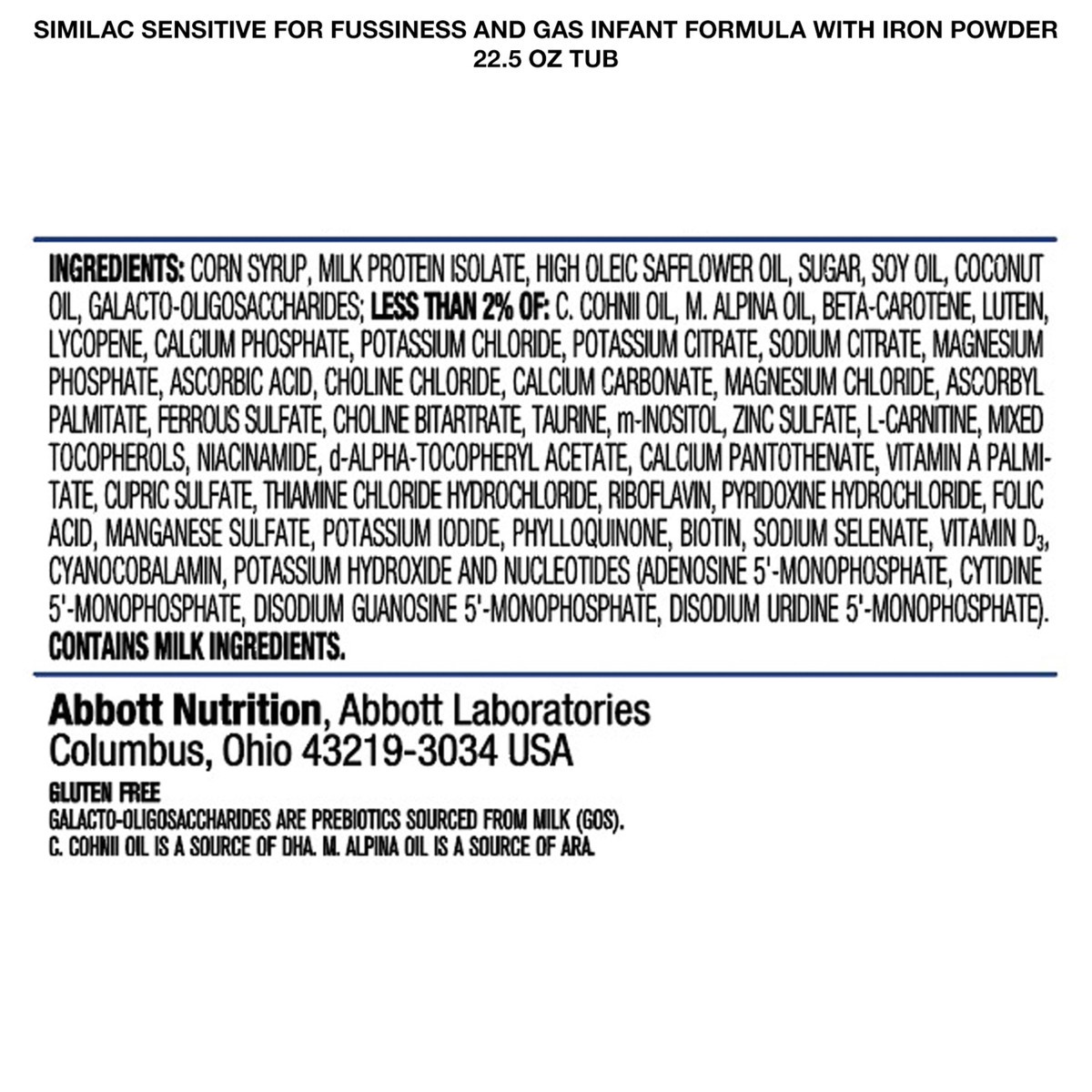 slide 8 of 14, Similac Sensitive For Fussiness and Gas Infant Formula with Iron Powder 22.5 oz Canister, 22.5 oz