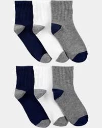 Carter's Carters Boys 6-Pack Crew Socks Navy/Grey/White 8-14