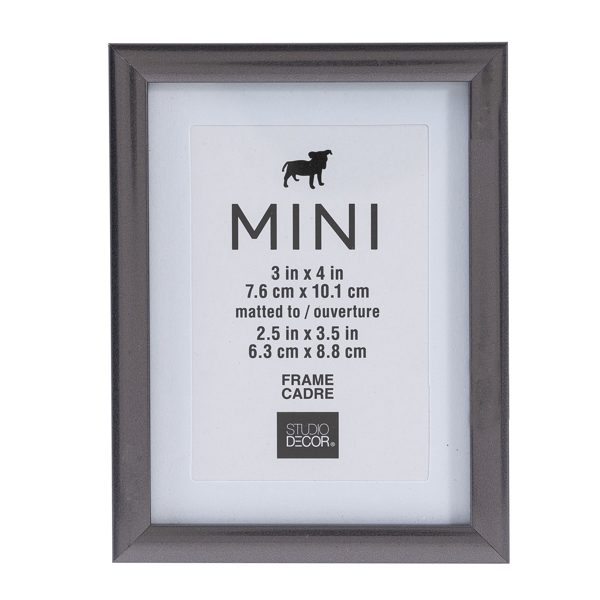 slide 5 of 6, Gunmetal Mini Frame With Mat By Studio Decor, 4.4 in x 3.34 in x 0.55 in