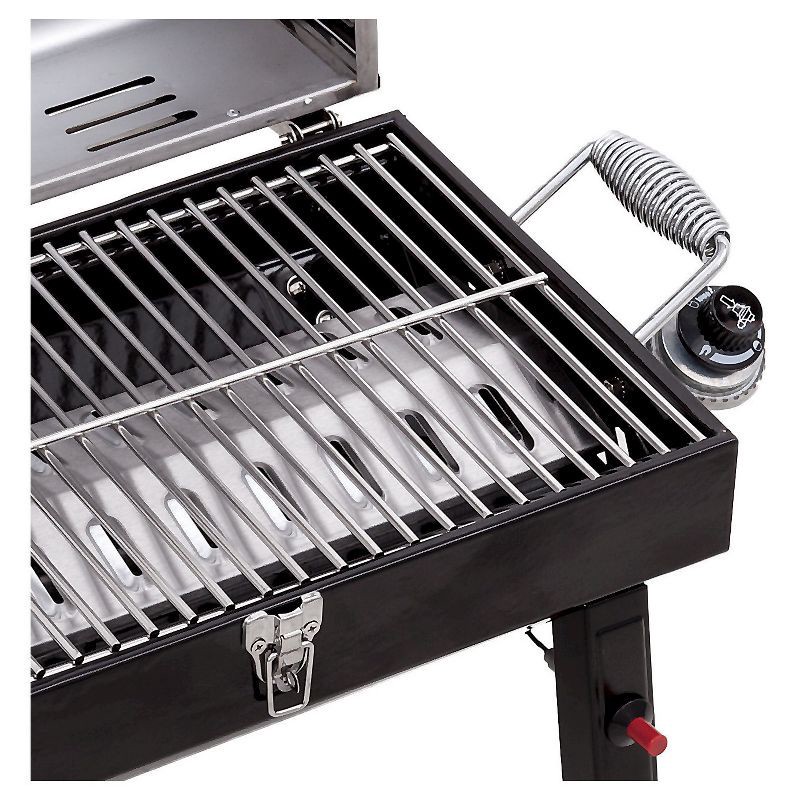 slide 4 of 6, Char-Broil Deluxe Tabletop 10,000 BTU Gas Grill 465640214 - Gray: Stainless Steel, Portable BBQ, 1 ct